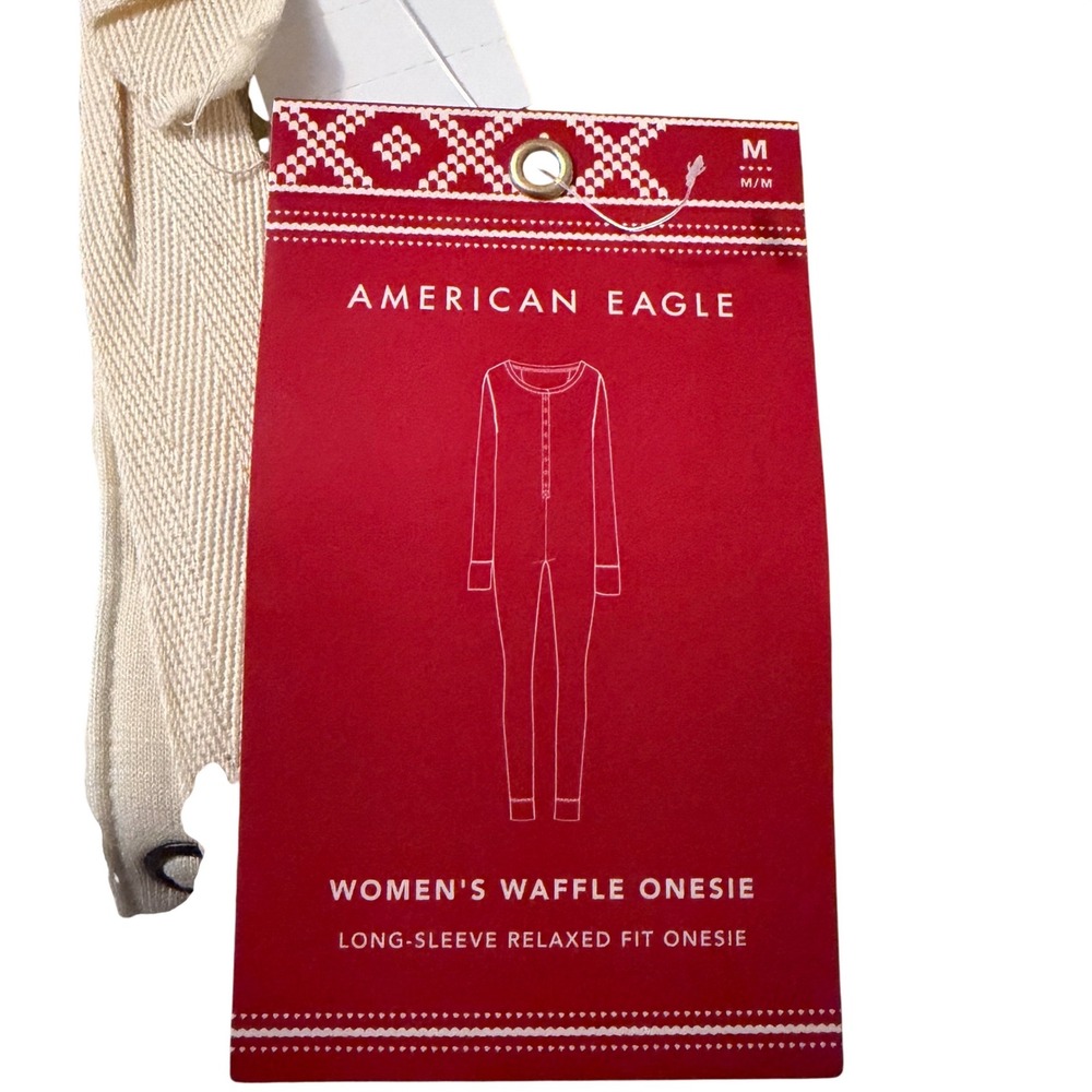 American Eagle Womens Waffle Knit One Piece Snowflake Thermal Medium NEW - Picture 3 of 9